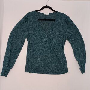 Women's Lush Deep Teal Sweater/Long Sleeve Top with V-Neck‎